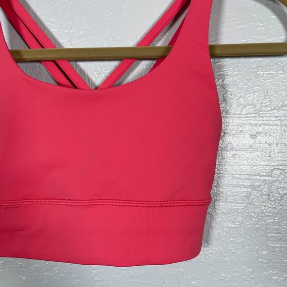 Lululemon Women 4 Coral Pink Energy Sports Bra Long Line Strappy Athleisure - Picture 2 of 6